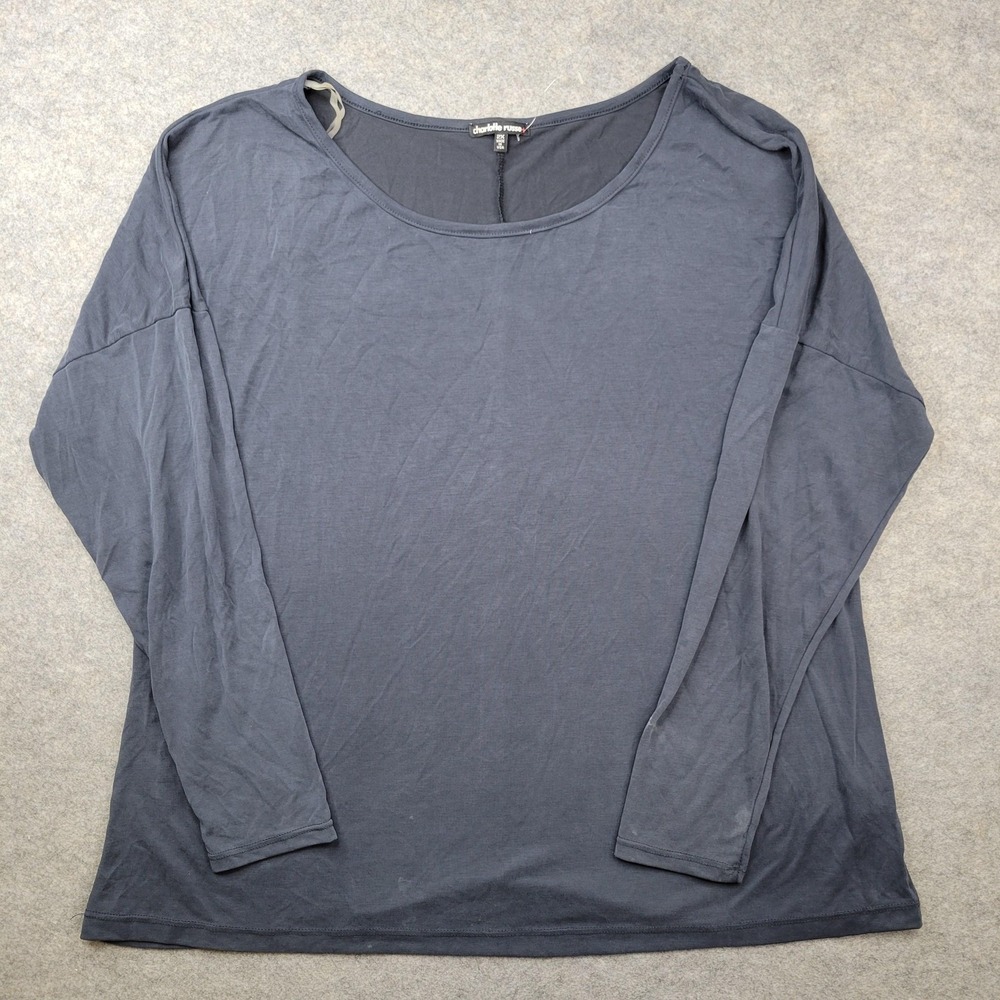 Charlotte‎ Russe Top Womens 2X Gray Scoop Neck Long Sleeve Dolman Jersey Shirt